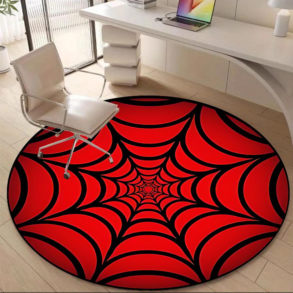 1 Stück Spinnennetz Büro Runder Teppich, Matte Geeignet Für Büro, Unter Bürostühlen Schlafzimmer Wohnzimmer Heimdekoration, Zimmer Deko