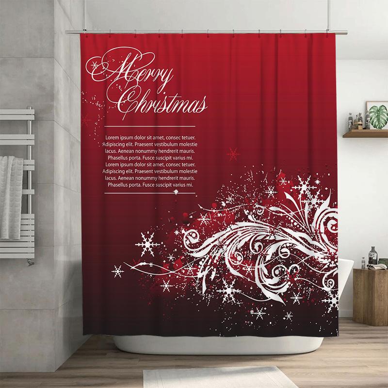 

Tu Festive Christmas Shower Curtain Winter Holiday Decor Snowflakes Pattern Bathroom Backdrop Washable Modern Style Home Textile W60H190(CM)-1 Pcs