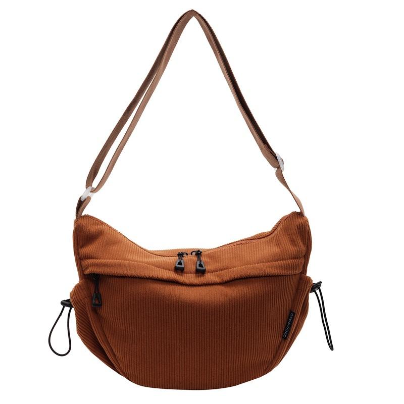 

Autumn new bag women s tide Korean version of fashion versatile strip velvet shoulder bag large capacity casual commuter messenger bag women коричневый