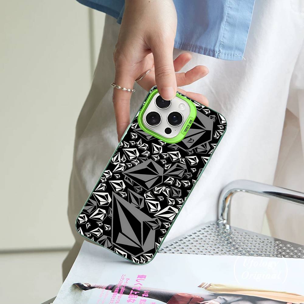 V-Volcom LOGO Fashion For Iphone 15 14 13 Plus 17 16 12 11 Pro Max Matte Colored Silver Luxury Phone Cover