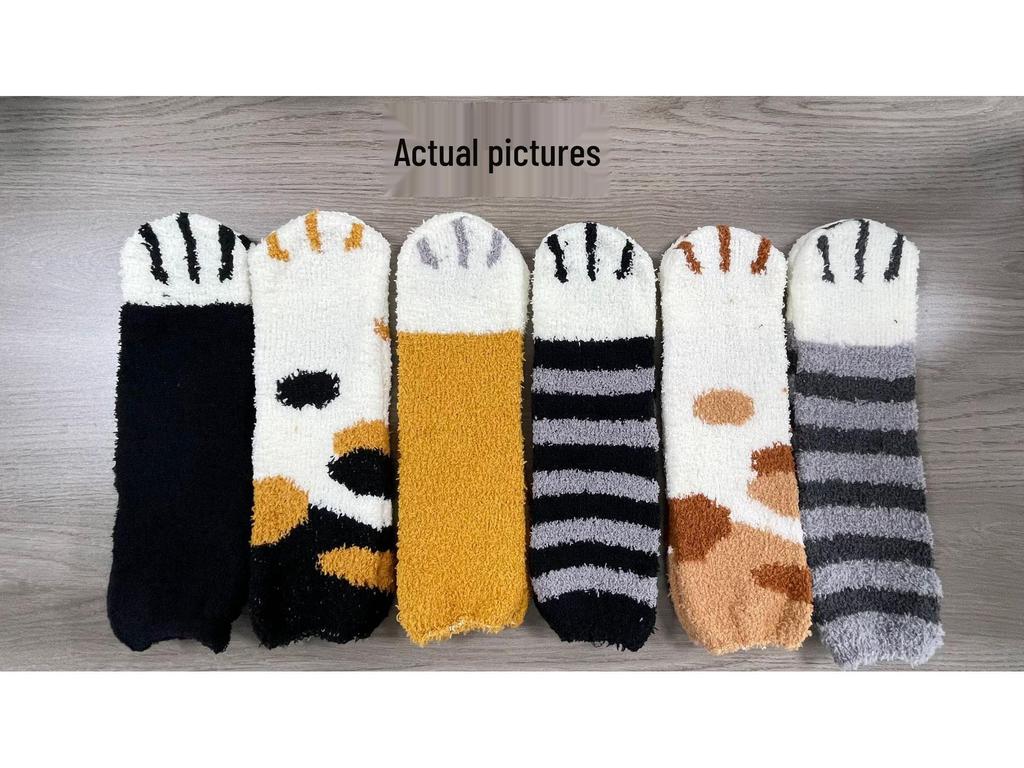 Women's Cable Knit Fleece Mid-Calf Socks - Warm, Thick, and Solid Color for Autumn/Winter