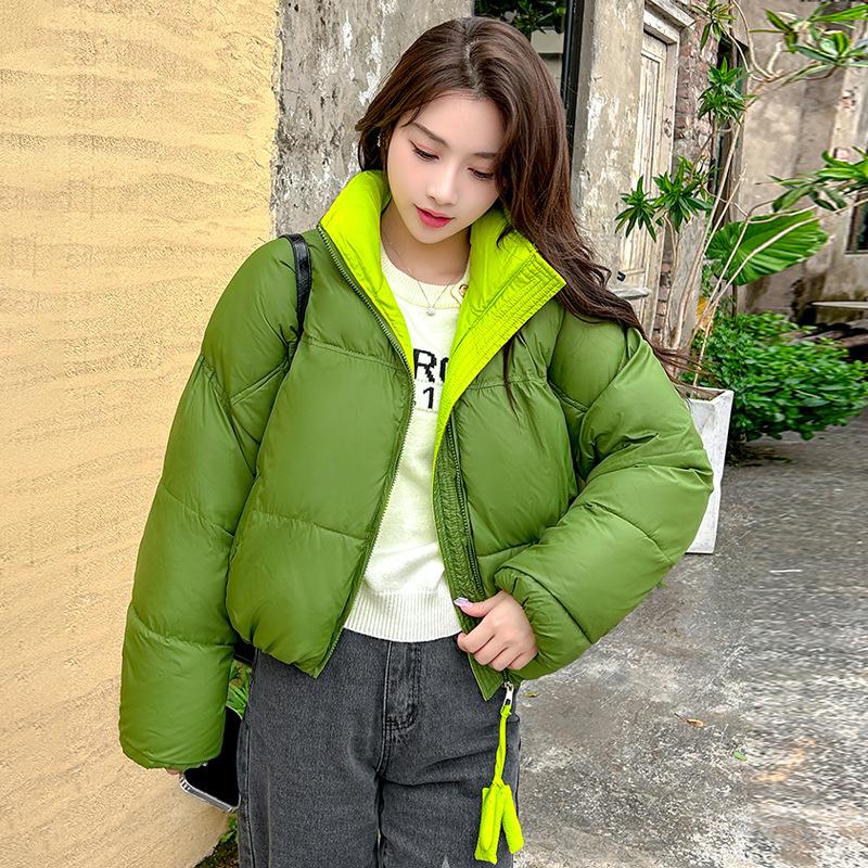 

Осенняя и зимняя одежда из хлопка Женская европейская и американская короткая куртка с хлопковой подкладкой на молнии Одежда для хлеба Женская одежда XXL зелёный