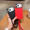 For iPhone 17 Pro Case Black Lens Frame Shockproof TPU PC Phone Back Cover with Wrist Strap