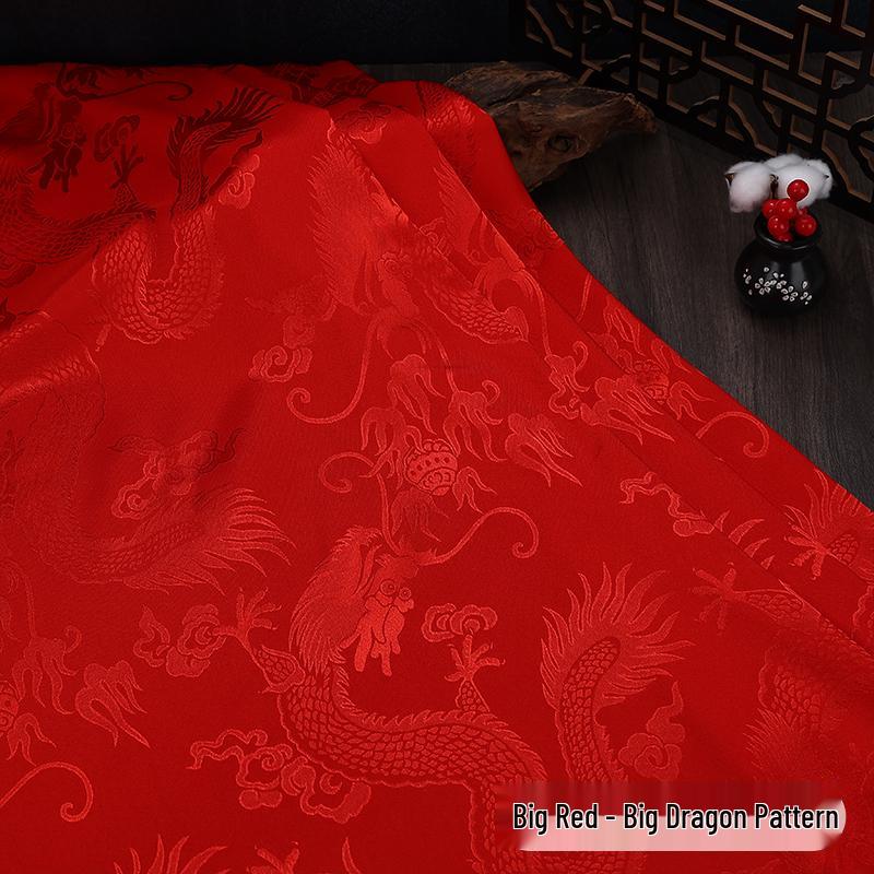 Phoenix Dragon Jacquard Silk Satin Fabric for Hanfu and Tang Suit Costumes