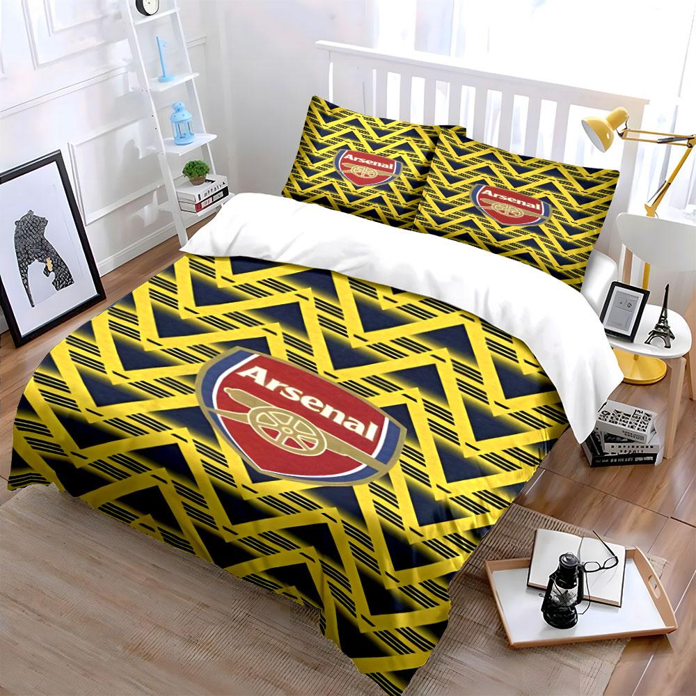 Galones amarillos, emblema del Arsenal. Juegos de cama Juegos de fundas nórdicas Fundas nórdicas Fundas de almohada(1 * Funda de edredón 2 * Fundas de almohada sin relleno de edredón)