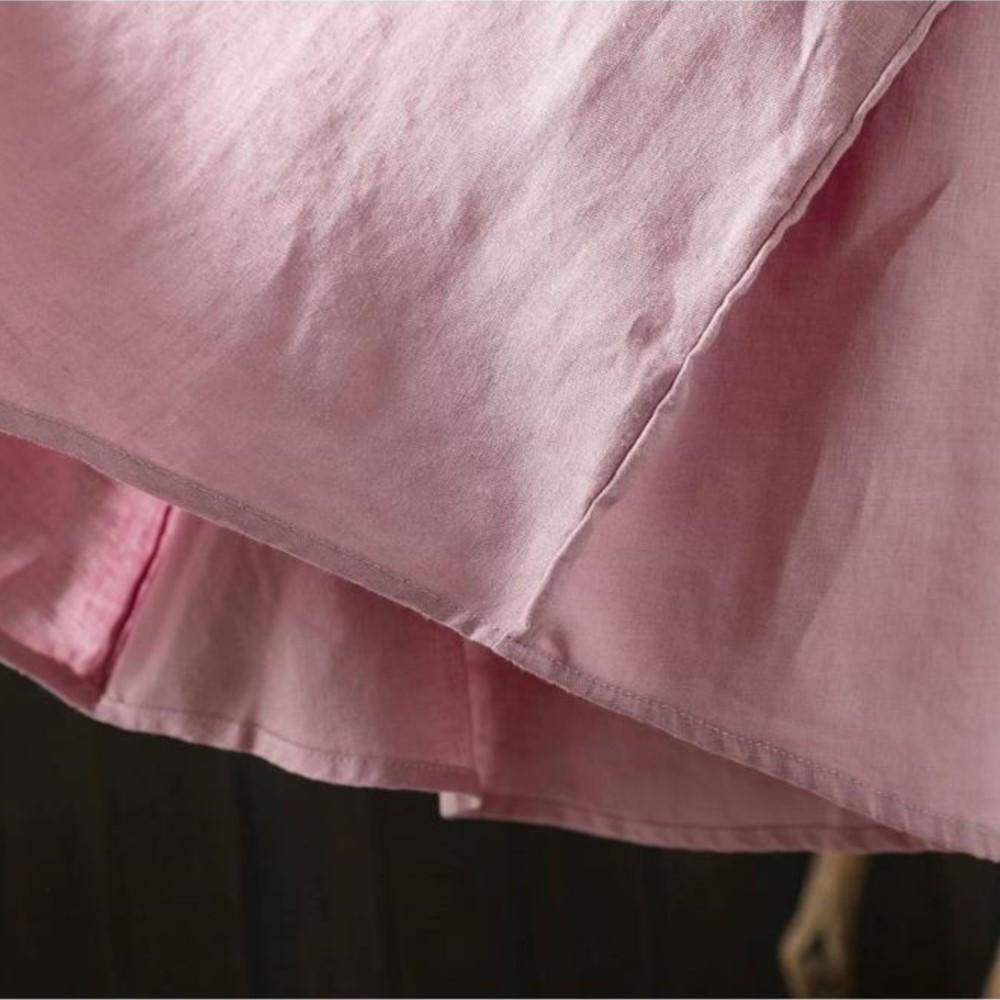 Johnature Women Vintage Shirts Summer Chinese Style Solid Color Sleeveless Turn-down Collar Button Casual Shirts
