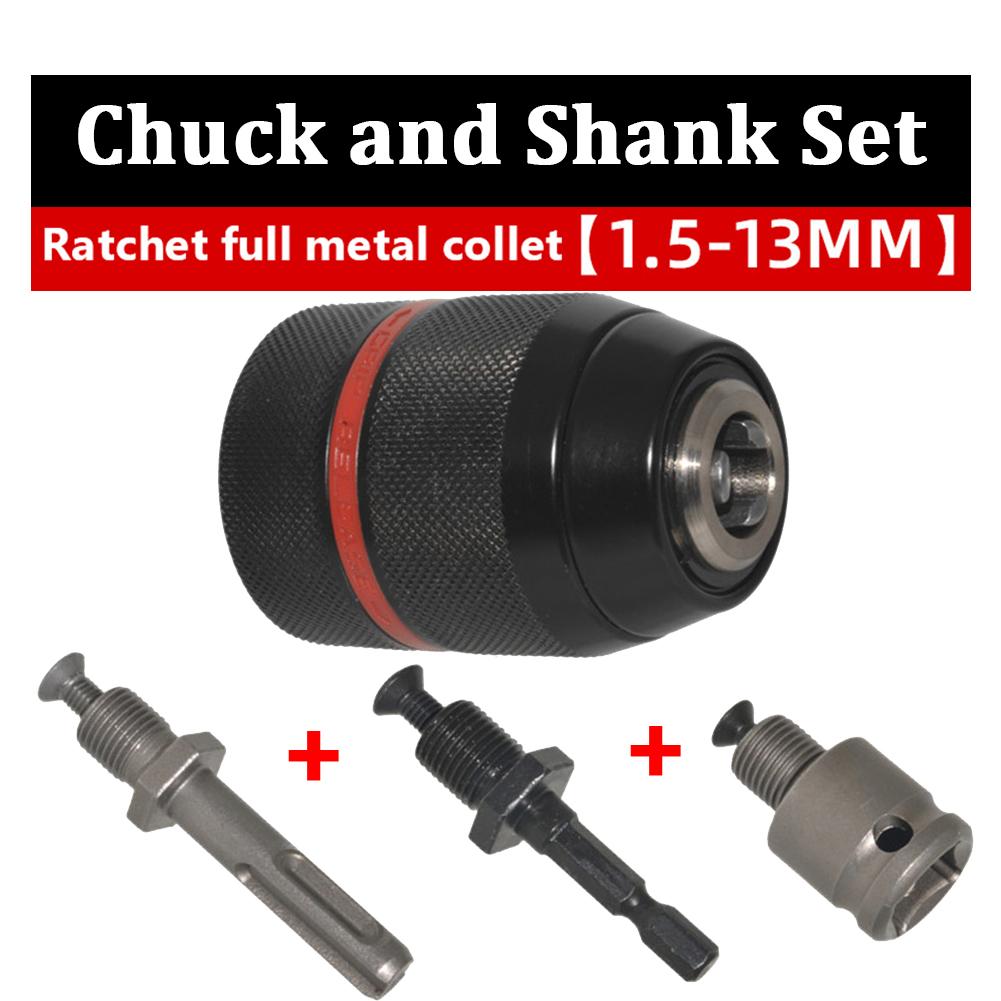 Professional Metal Heavy Duty 1/2-20UNF 0.8-13mm Keyless Drill Chuck Hex Shank/SDS/Socket Square Female Adapter Hardware Tools