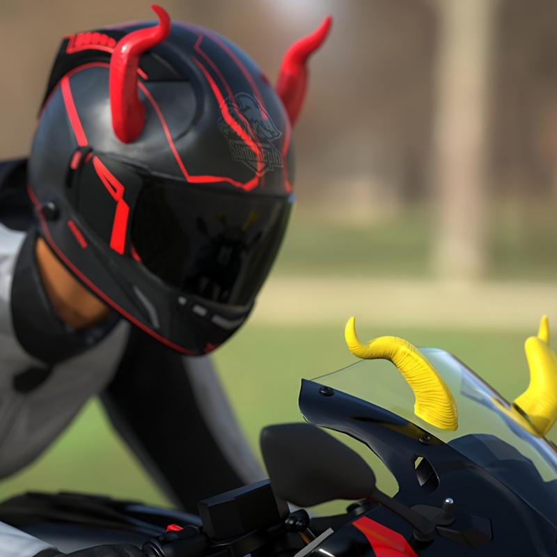 2pcs Sleeping Demon Horns Motorcycle Helmet Decal - Durable ABS Resin, High-Speed Racing Style Accessory for Bikes & Helmets