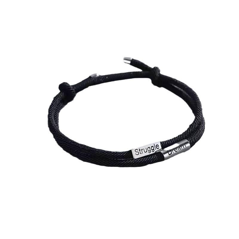 Mingjie Pánský inspirativní náramek s dvojitou šňůrkou - Trendy pletená ruční šňůrka, Ideální vánoční dárek pro přítele