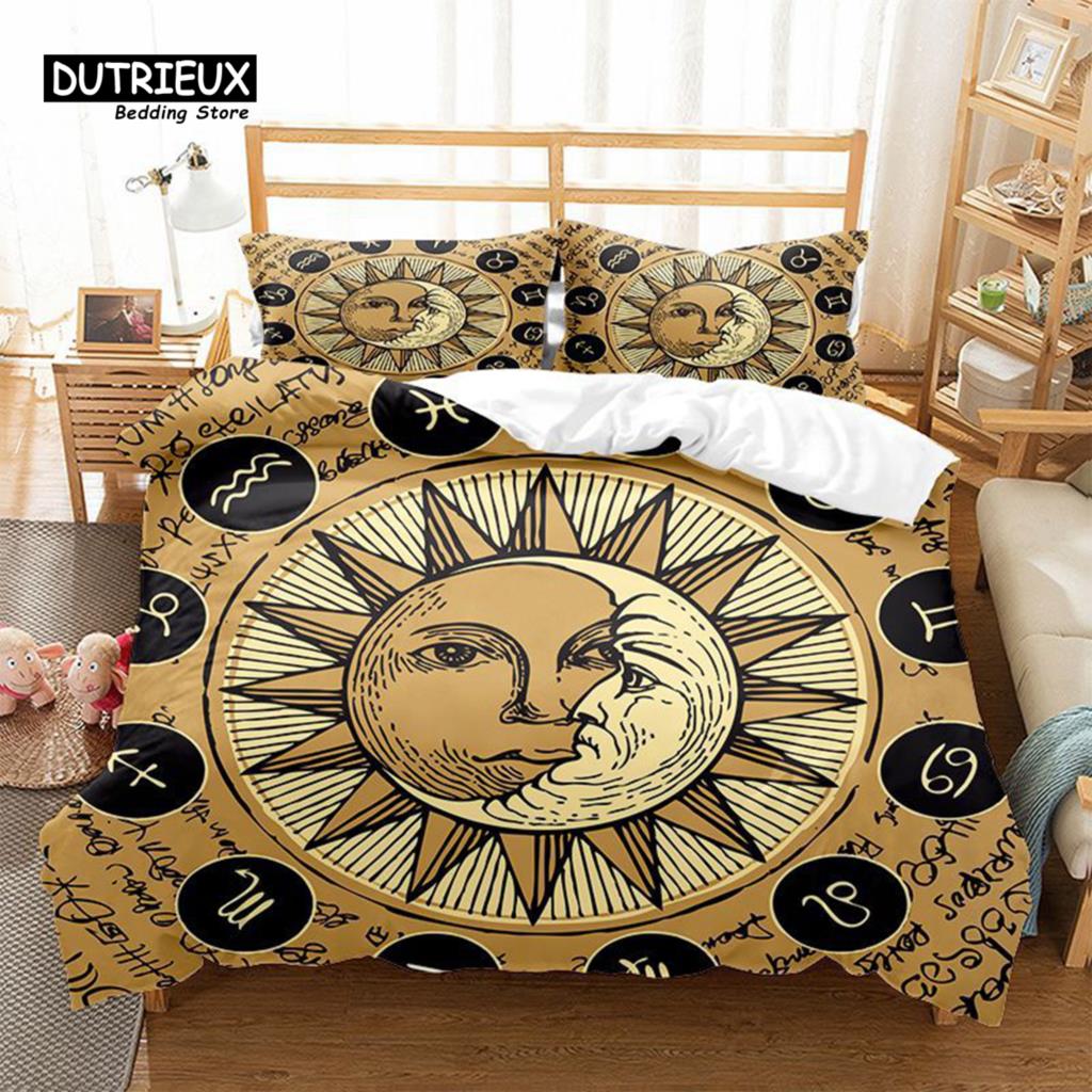 Hamsa Hand Duvet Cover Boho Exotic Sun And Moon Bedding Set Luxury Galaxy Astrology Comforter Cover Full Queen For Adults Kids