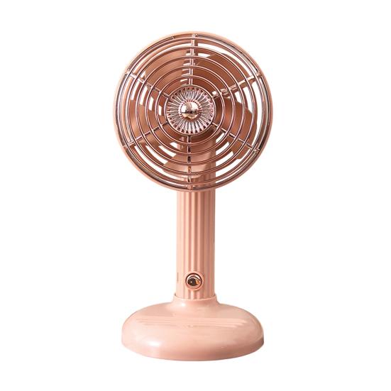 Retro Desk Fan Quiet Powerful Small Table Fan 3 Speed USB Rechargeable розовый