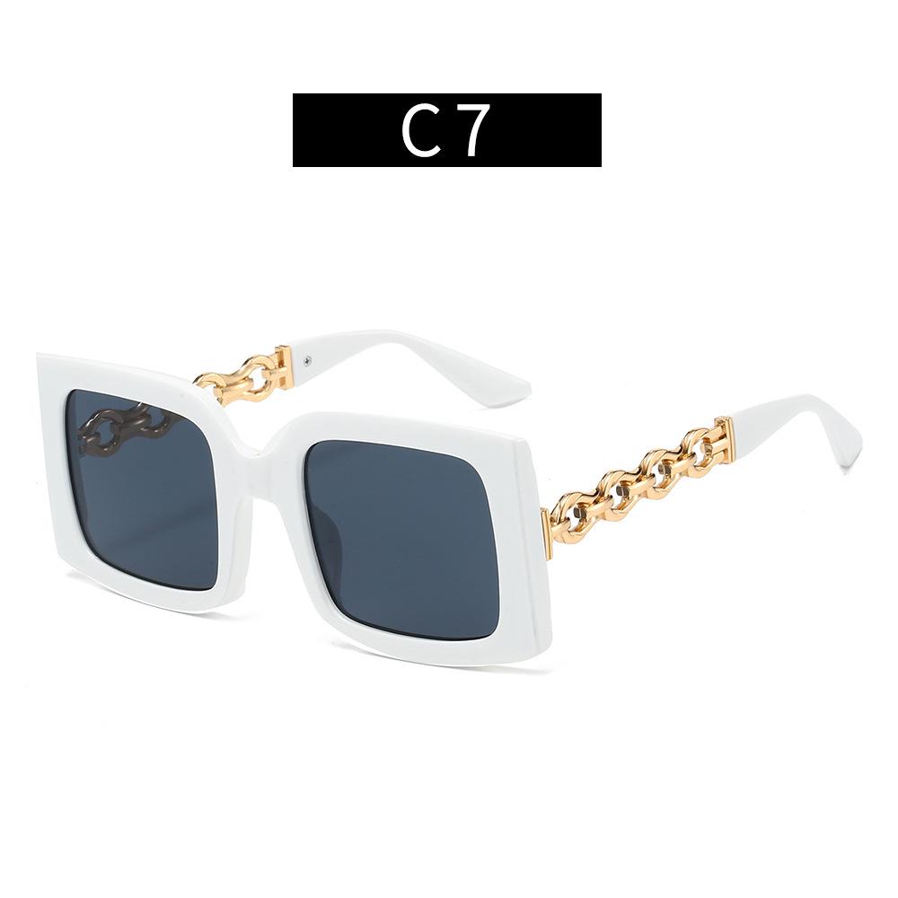 Women's Large Frame Square Sunglasses with Chain Temples