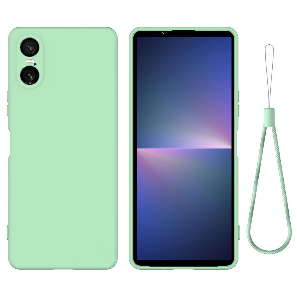 Etui na Sony Xperia 10 VI z płynnego silikonu, ochronne etui na telefon z paskiem na rękę