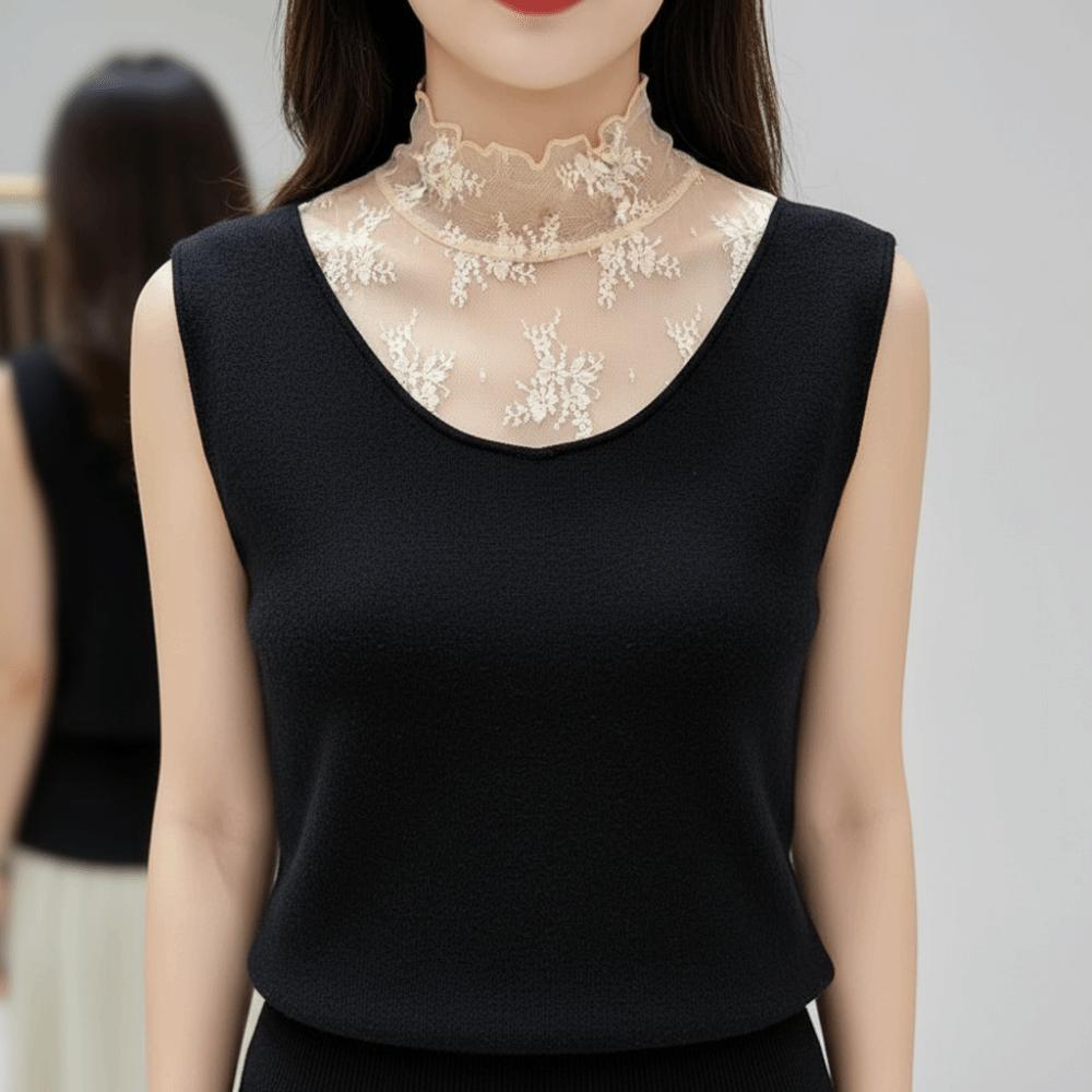 Elegant Mesh Base Layer Top Gauzy Detachable False Collar Fake Lace Floral Collar Casual