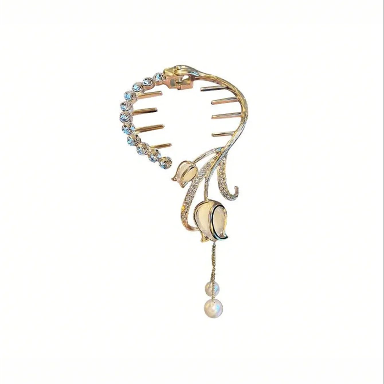 

1 шт. Модные заколки для волос с кисточками из жемчуга в форме тюльпана для женщин, аксессуары для волос