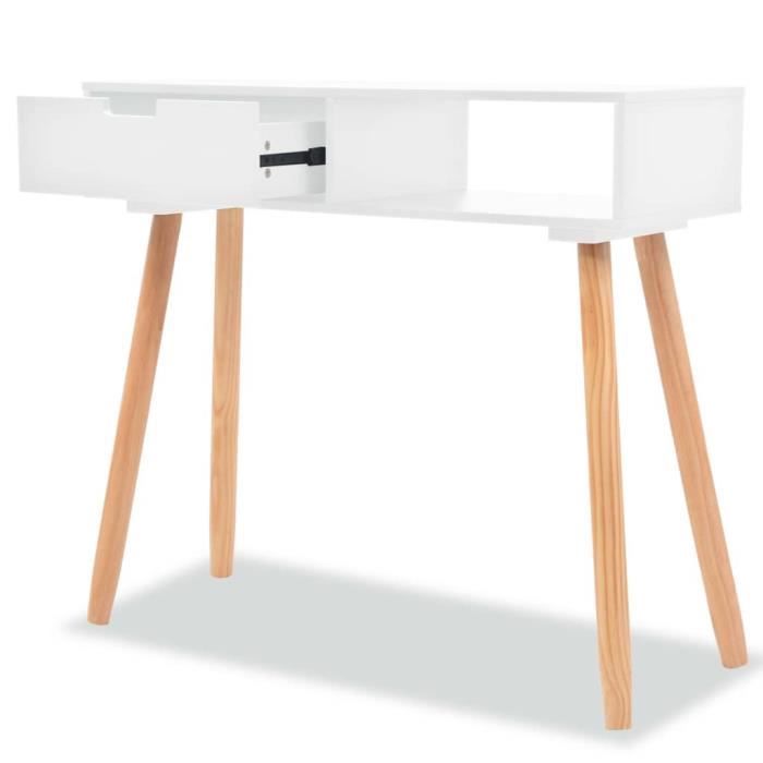 VidaXL Table console Bois de pin massif 80 x 30 x 72 cm Blanc