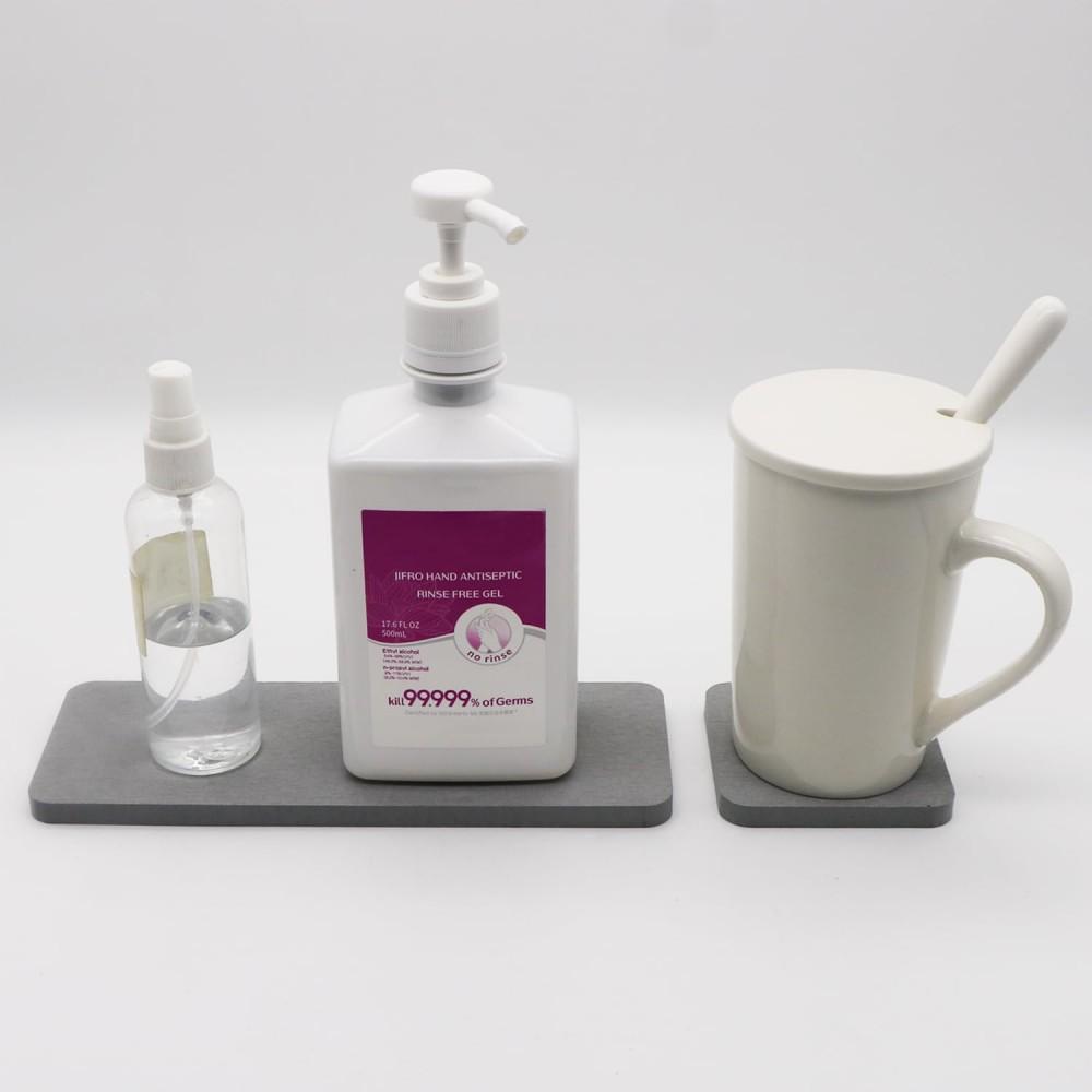 5PCS Quick Dry Solid Color Diatomaceous Bathroom Shower Pad Absorbent Mat Faucet Drain Diatomite Desktop Mat Grey