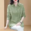 2025 Spring/Autumn Women's Plus Size Loose Long Sleeve Off-Shoulder Shirt with Turn-Down Collar