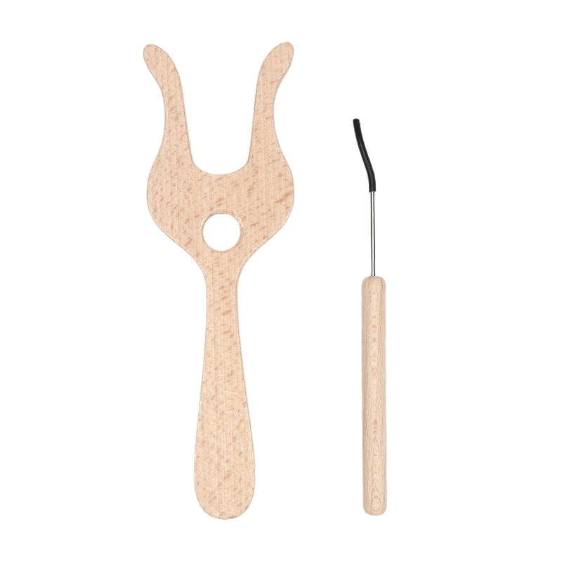 1set 19cm Wooden Fork-shaped Knitting Tool Kids' Handcraft Yarn Flower Knitting Fork