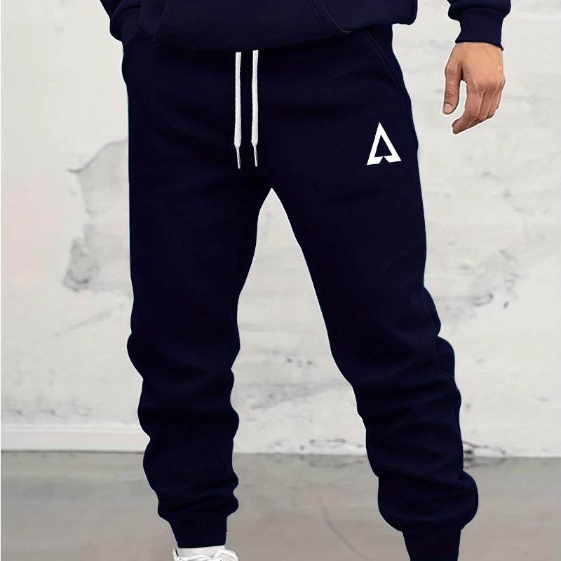 Trendy Pattern Print Drawstring Sweatpants Loose Fit Pants Men's Casual Slightly Stretch Joggers For Spring Autumn Running Jogging