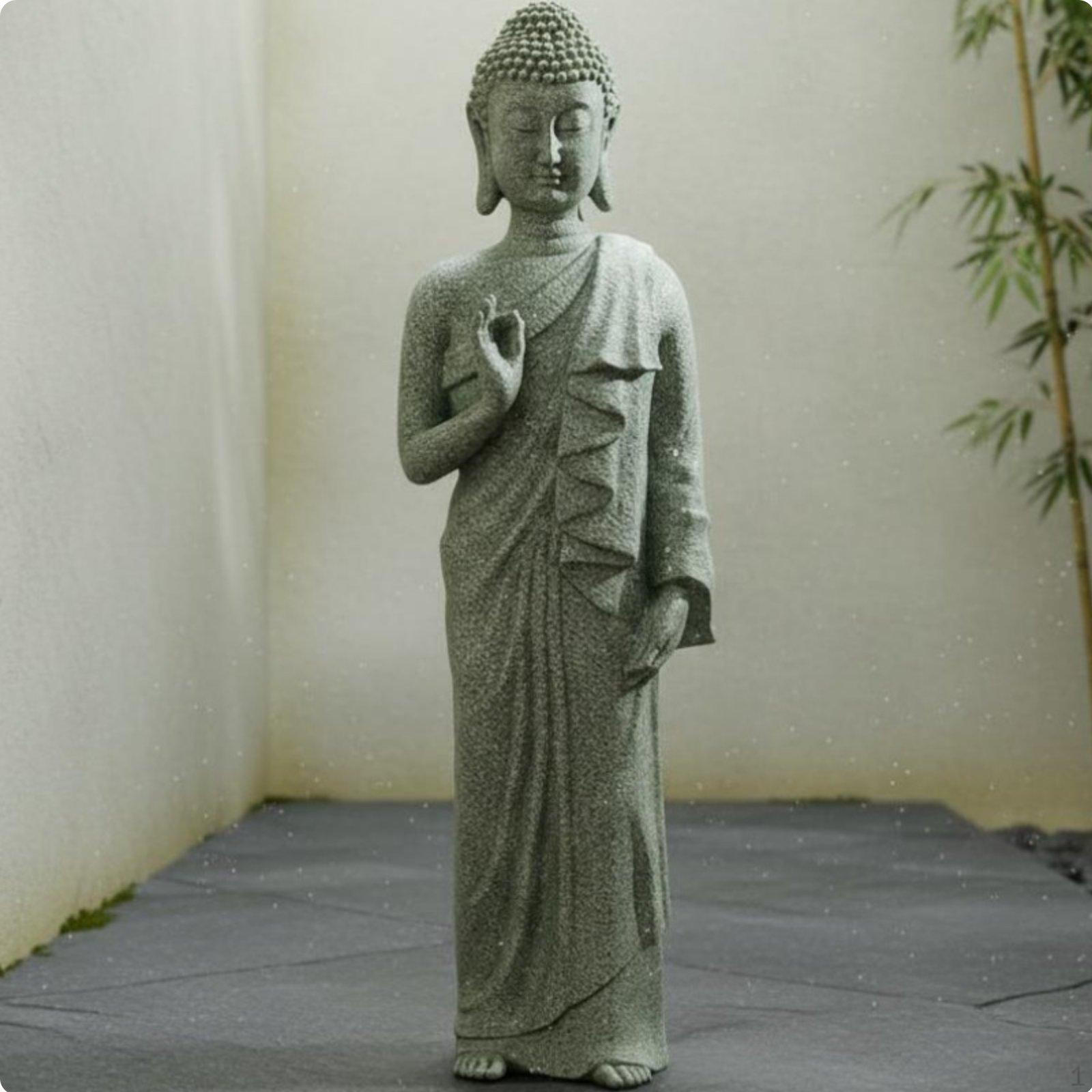 Tranquil Aesthetic Buddha Statue Peaceful Atmosphere Standing Figurine Inspiration and