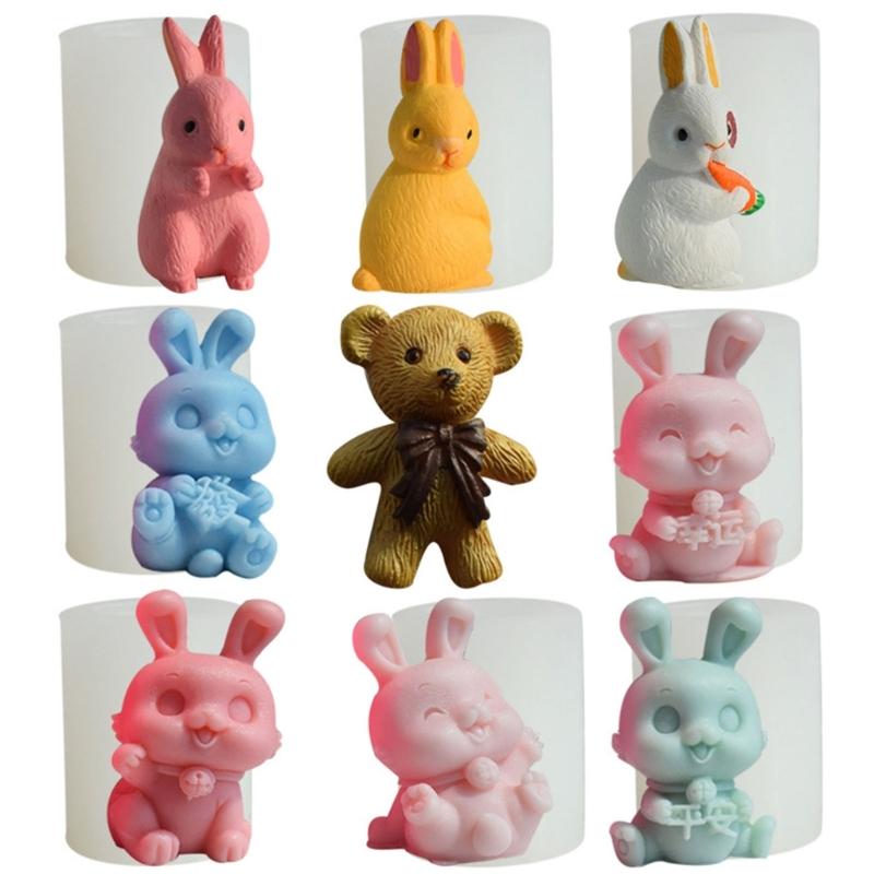 Bunny Series Fondant Epoxy Molds Manual Candle Aromath Soap Molds for Decor
