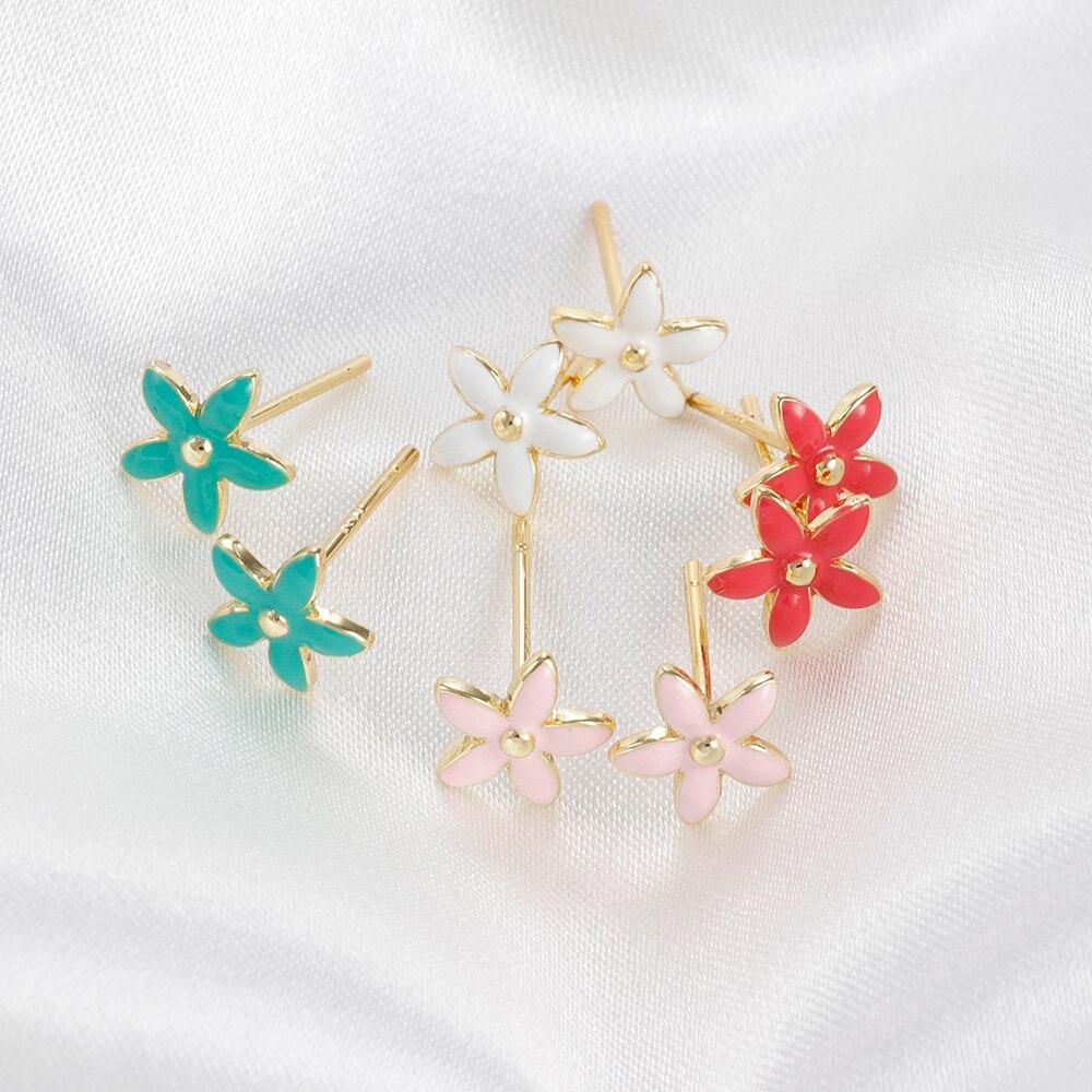 

Маленькие серьги-гвоздики с разноцветными цветами в Европе и Америке, модные мини-серьги для пирсинга из нержавеющей стали, женские ювелирные изделия