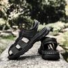 Fashion Genuine Leather Sandals Summer Mens Casual Shoes Outdoor Non-Slip Sandals for Men Beach Shoes Lightweight Shoes Plus Size 38-48