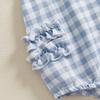 Baby Girls Rompers Plaid Frills Round Neck Fly Sleeve Infant Clothes Bodysuits Jumpsuits