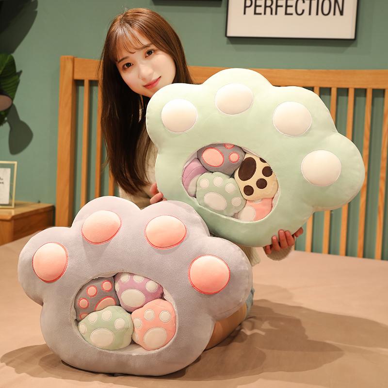 50*40cm Jucării de Pluș Kawaii Labă de Pisică cu 5 Lăbuțe Mici Pernă Drăguță de Buzunar Perna de Sofa Păpuși de Pisică Moale Umplute pentru Copii Fete Cadou