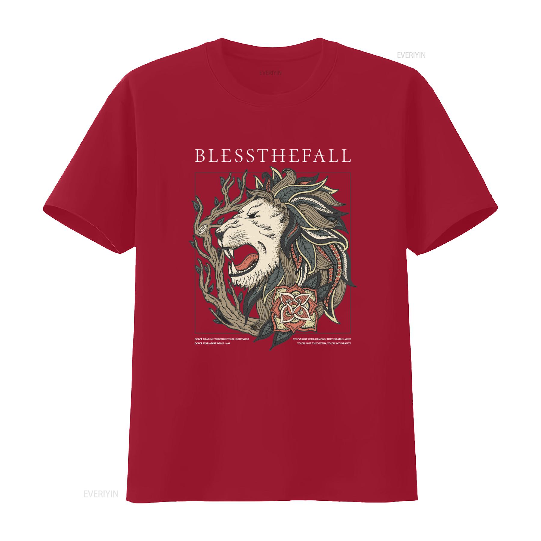 New Popular Blessthefall Up in Flames American Music Group Lion Tree T Shirt S 4XL vintage Washed designer clothes Stylish S