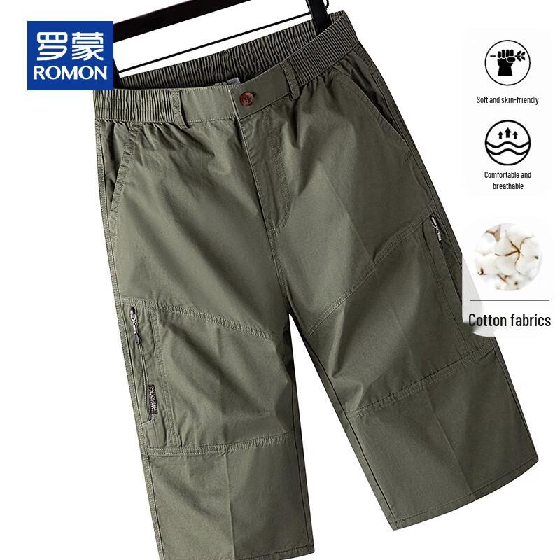 Romon Men s Cotton 3/4 Length Casual Shorts 2XL