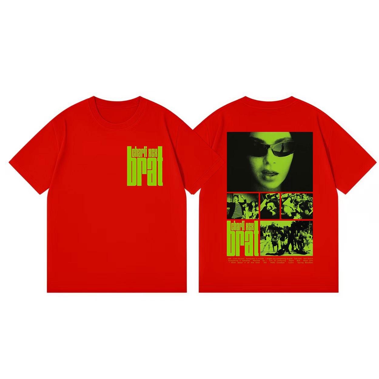 Singer Charli Xcx Brat Album Merch Tshirt Unisex Women Fashion Vintage Short Sleeve Tshirts High Quality Cotton Oversized T Shirt 4XL