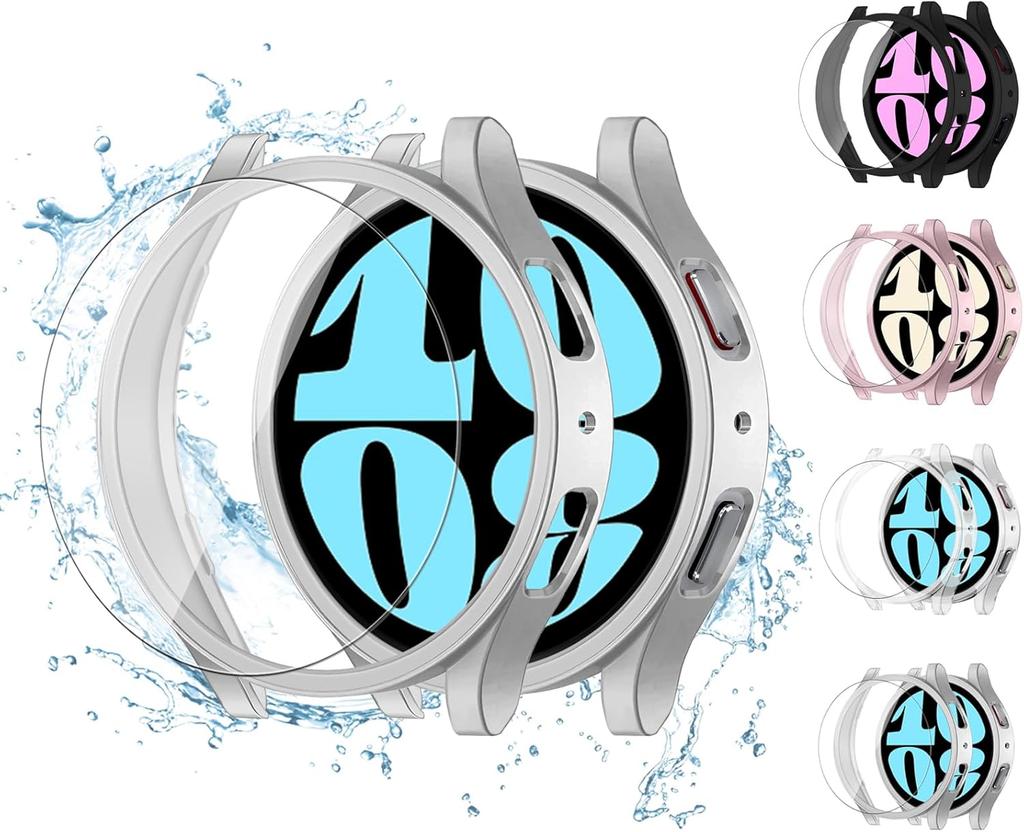 Screen Protective for Samsung Galaxy Watch 6 44mm 40mm PC Case Frame Bumper Cover+Tempered Glass Galaxy Watch6 Classic 43mm 47mm