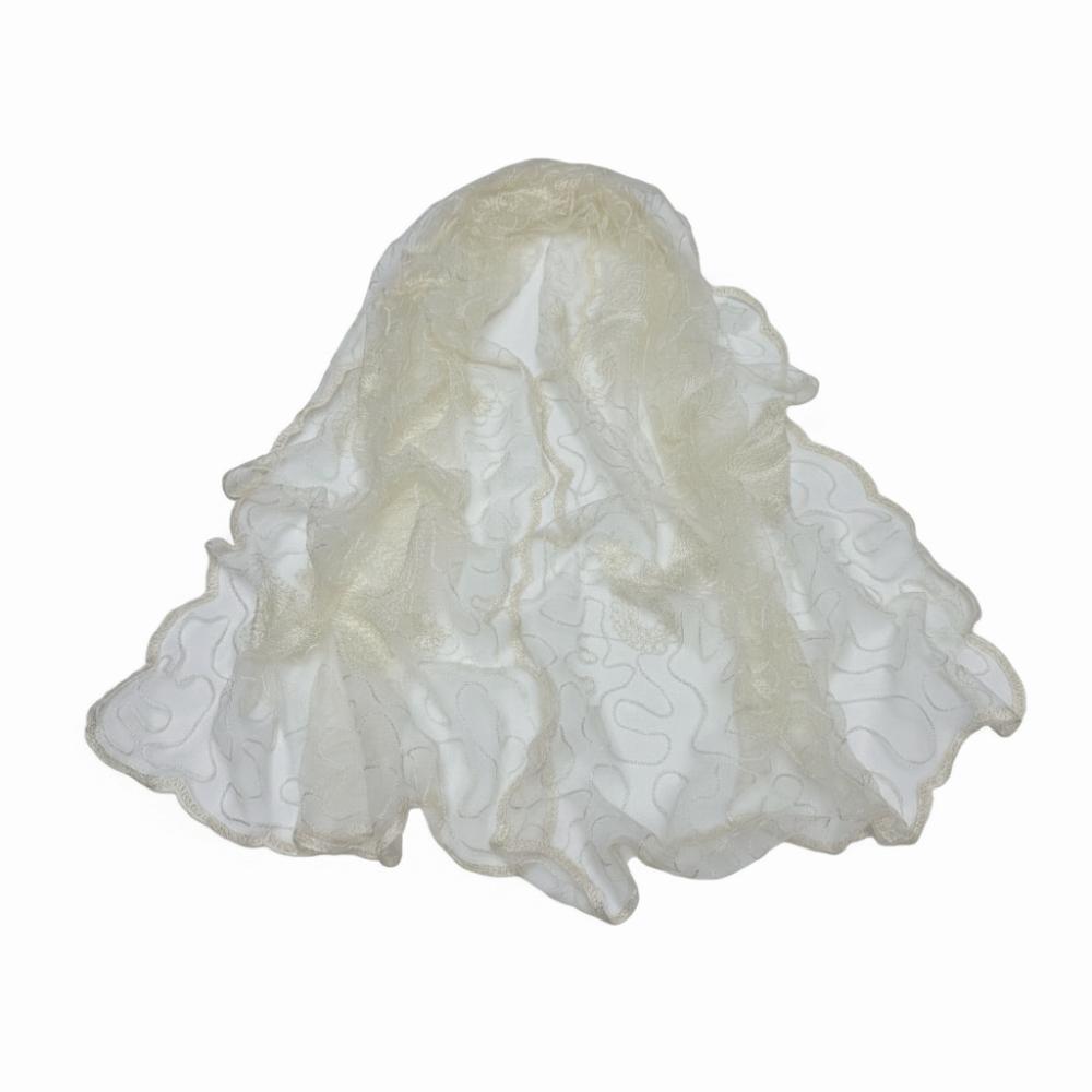 Elegant Embroidered Flower Lace Scarf Lightweight Breathable Mesh Sunscreen Shawl Long Silk Scarf Summer