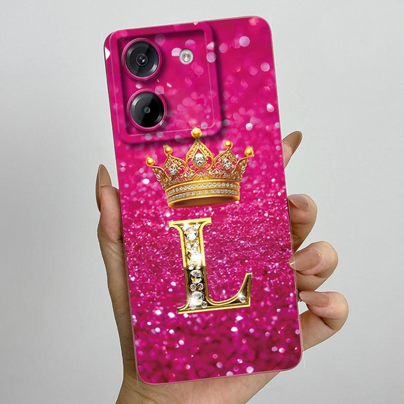 For Xiaomi Poco M7 Pro 5G Case Crown Letters Antifouling Non-slip Luxury Cover Couple For xiaomi poco m7pro PocoM7Pro Soft Funda