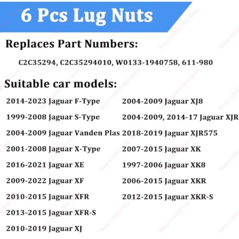 6 ks Ocelové kolo Matice kola Náhradní díl pro Jaguar XJ XK XF S X Type C2C35294 Stříbrné Kovové Příslušenství pro vozidla