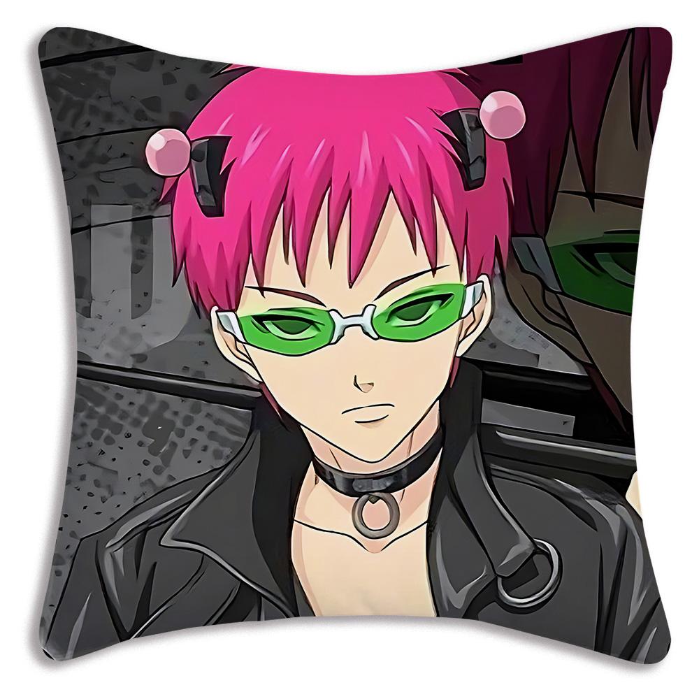 The D-Disastrous Life of Saiki K Pillow Covers Cartoon Sofa Decorative Home Double-sided Printing Short Plush Cute Cushion Cover
