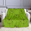 Green Grinch Face Pattern Blanket Patterned flannel blanket perfect for the bedroom living room, sofa, or a little nap