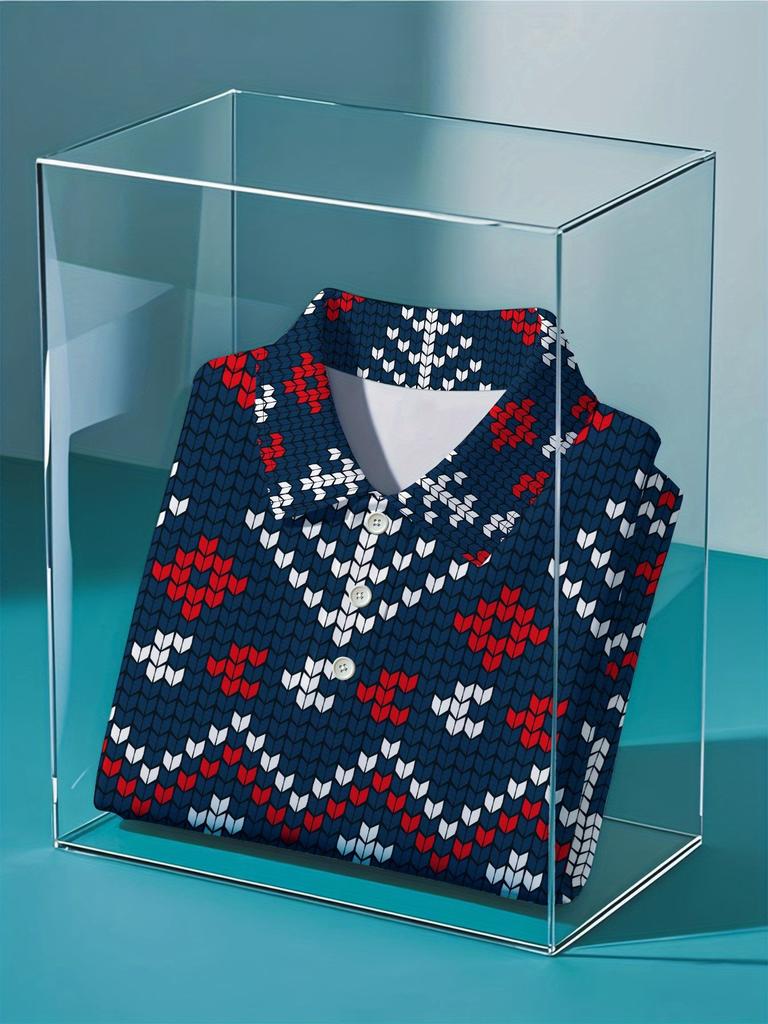 Christmas Print - Men'S Short-Sleeve Polo Shirt - Stylish And Easy Short-Sleeve, Buttoned, Casual Collar Polo Shirt, Fashionable And Versatile,