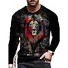 Long Sleeve Lion Abstract Pattern Mens Street T Shirt Spring Autumn 3d Animal Print Fashion T Shirt Street Loose Mens Casual Top