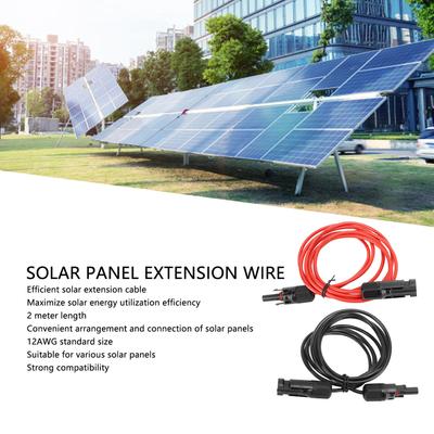 12AWG Solar Panel Extension Cable Red/Black Solar Panel Extension Cable ABS Material 2M Long RV Camping Power Connection Tool