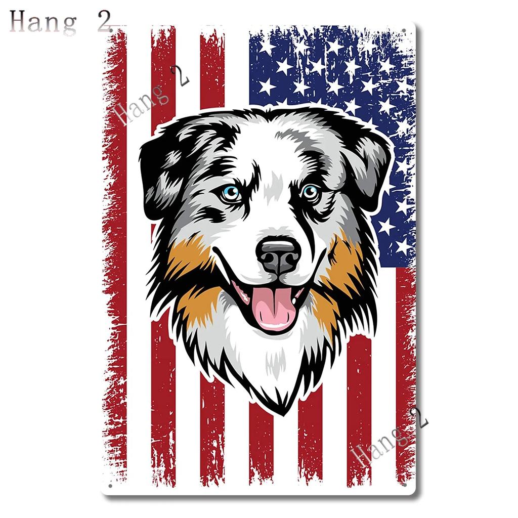 Aussie Metal Tin Sign Wall Decor Australian Shepherd Dog Bath Soap Poster Hanging Plaque Aluminum Signage Posters x Inch