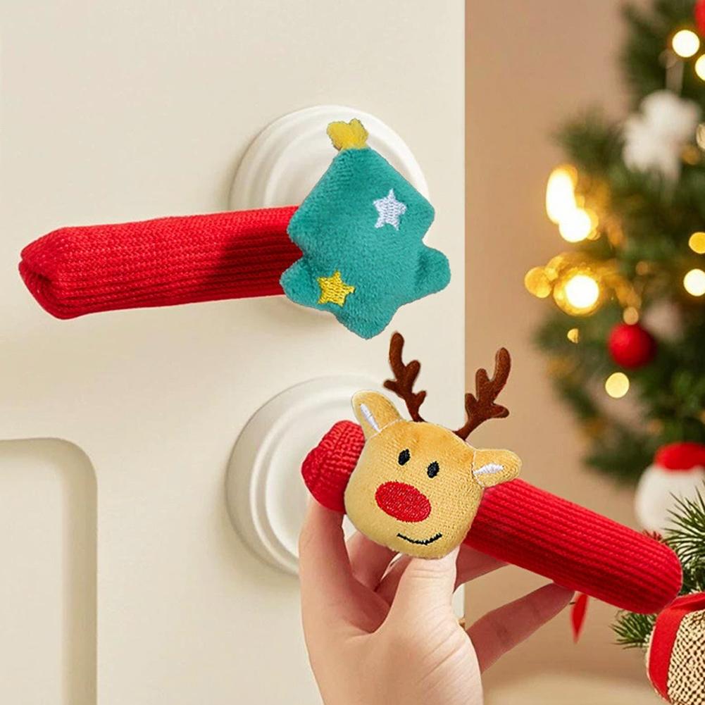 Christmas Decorations Door Handle Covers Christmas Decors Xmas Pendant For Family Festives Accessories