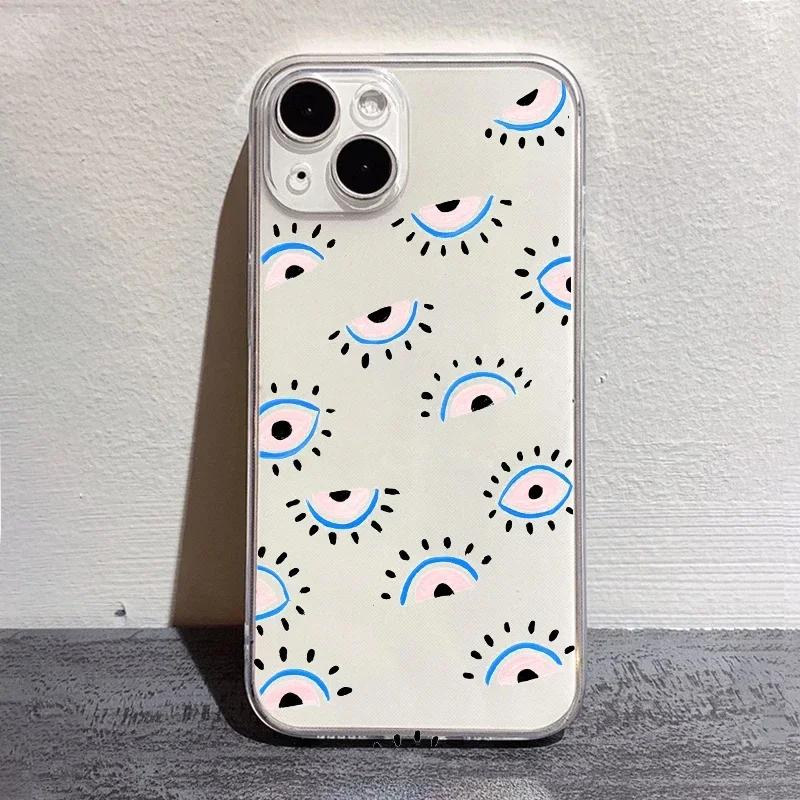 Lucky Eye Blue Evil Eye Print Phone Case for IPhone 16 15 14 13 12 11 Pro Max X XS SE2 7 8 Plus Fundas Clear Soft Silicone Cover