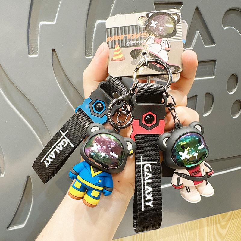 Cartoon Bear Keychain Punk Animal Keyring Car Bag Pendant Key Chains Couple Halloween Gift