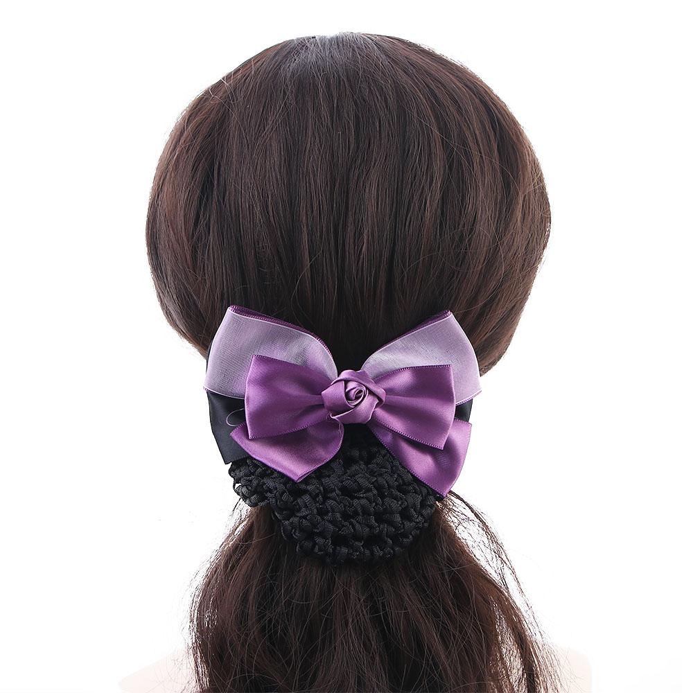 Bank Hotel Barrette Rose Bownot Professional Bow Hair Net Hair Clip Snood Hairgrips
