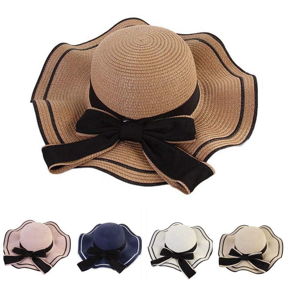 Large Straw Weave Sun Hat Wide Brim Fisherman Hat Elegant Sunscreen Bucket Hat Outdoor