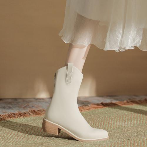 Fashion New British style comfortable boots for women, high heels, autumn and winter thick heels, pointed short boots