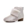 Women's Winter Embroidered Ankle Boots Non-Slip Low Block Heels Snow Booties with Faux Fur Lined Warm Comfortable Fleece Walking Boot Shoes for Women